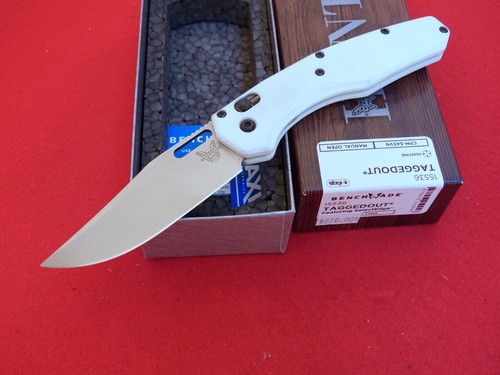 Benchmade USA Taggedout white G10 (3.50" S45VN Steel)-15536 copper spacers knife