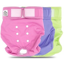 Medium Female Dog Diapers - 3-Pack Reusable Doggie Diapers Heat Cycle Washable