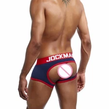 Men's Open Back Underwear Gay Jockstraps Cotton Boxer Briefs Sexy Panties Undies