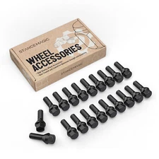 20pc 12x1.5 Black Cone Lug Bolts for BMW E36 E46 E60 E90 E92 E39 E82 E88 Z4 Z3