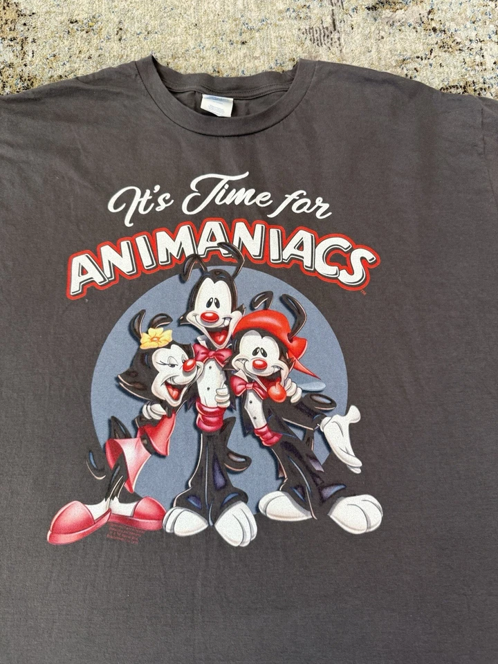 Vintage It’s Time For Animaniacs T-Shirt Adult 2XL Gray EUC No Stains Or Rips - Изображение 2 из 4