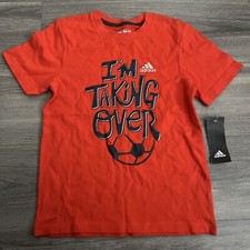 Adidas Boy Graphic Tee Size 6 Years Bright Orange Cotton