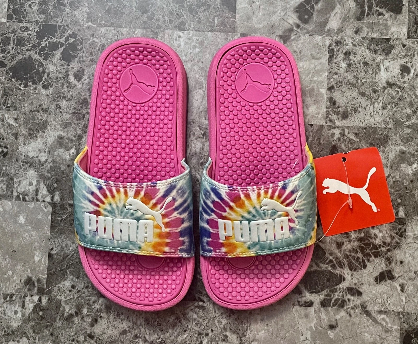 SANDALI CON CINTURINO SINGOLO PUMA COOL CAT GIRLS 1 ROSA VERDE CRAVATTA SLIP ON CINTURINO SINGOLO