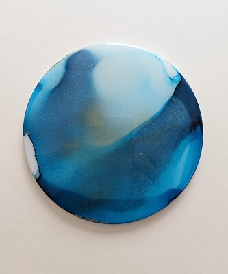 Handmade Blue alcohol ink And Resin coaster 5'' Plant Holder/ Candle Holder 