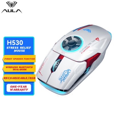 Dual-Mode Wireless Gaming Mouse H530-RGB Lighting, Fidget Spinner Function White