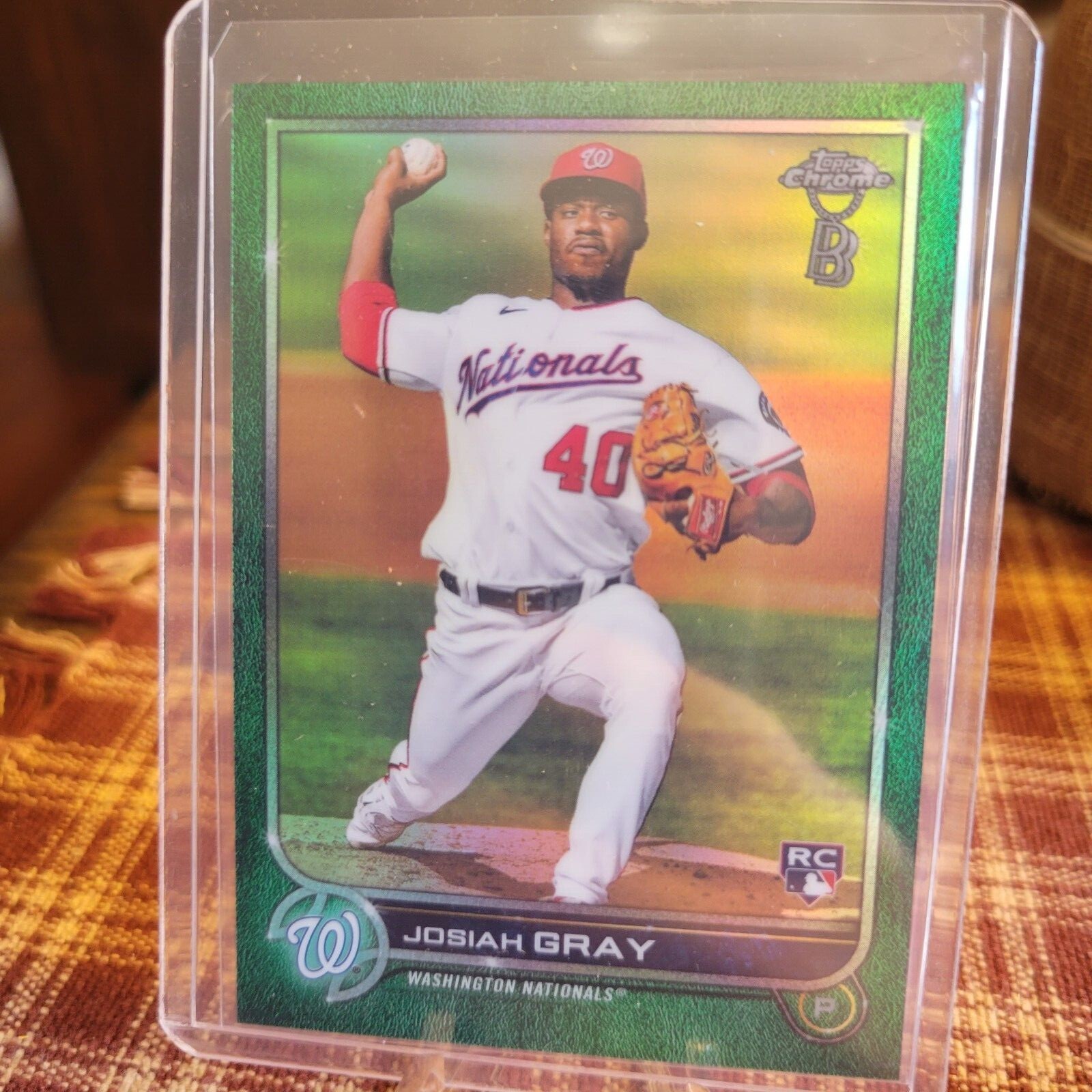2022 Topps Chrome - Green Refractor #160 Josiah Gray /99 (RC) Washington