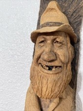 Stunning Original Bob Lundy 1976 Wood Carved Art Sculpture American Vintage