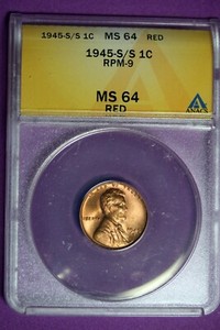 1945 - S/S ANACS MS64 RED LINCOLN CENT!!  #B28557