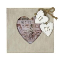 Hochzeit Holz 4X4 Bilderrahmen Mit HäNgender Herzen - Mr & ; Mrs