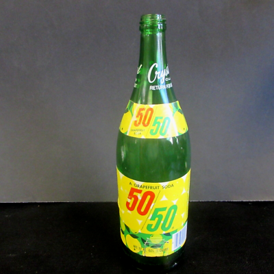 VINTAGE 32 OZ. CRYSTAL 50/50 GRAPEFRUIT SODA BOTTLE - SCRANTON, PA