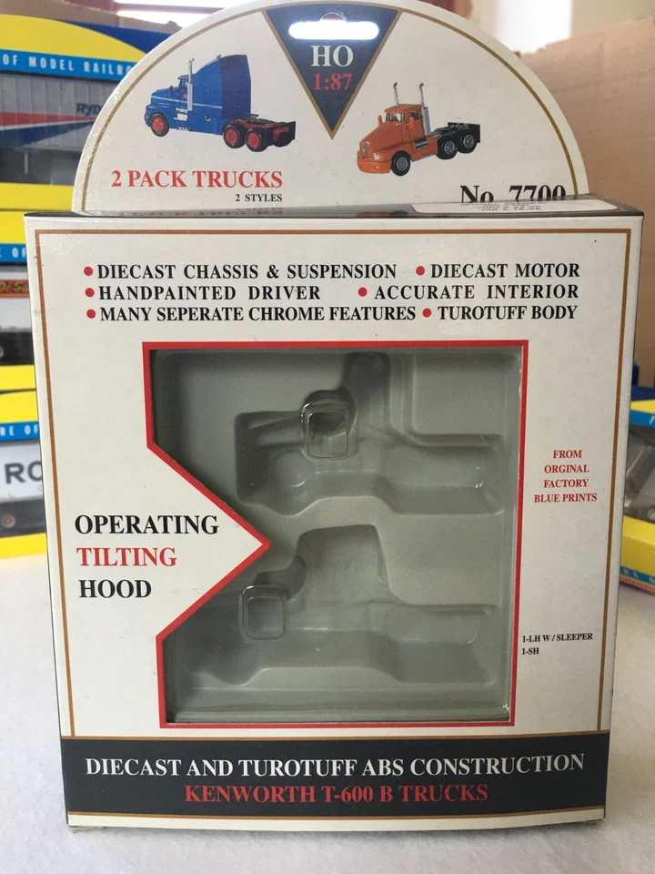 H0-LKW MODEL POWER KENWORTH-Set T-600 B Trucks orange + blau - Bild 2 von 4