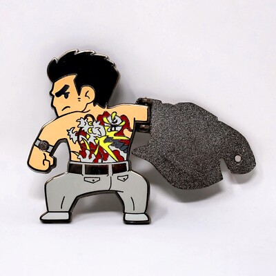 Yakuza Kiryu Kazuma Jacket Strip Tattoo Reveal Hinged Enamel Pin Figure