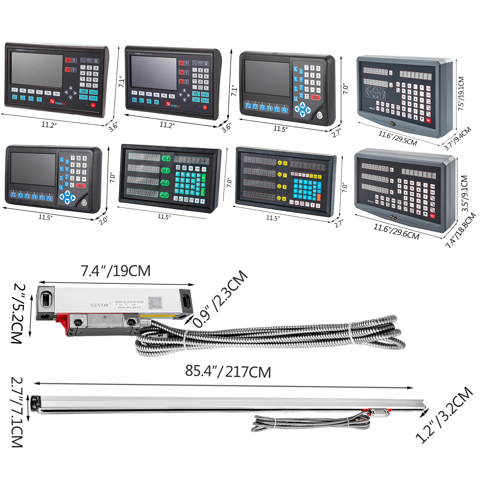 Linear Scale Mill Fresa Display DRO Digitale 2/3 Assi Per Tornio E Fresa - Sensore Lineare Ottico, Precisione 5µm/1µm, Alimentazione 80V-260V Dell Orto 19 - Foto 4