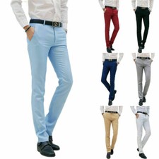 Men Office Business Chino Trouser Fit Work Smart Suit Dress Pants Bottom Fashion