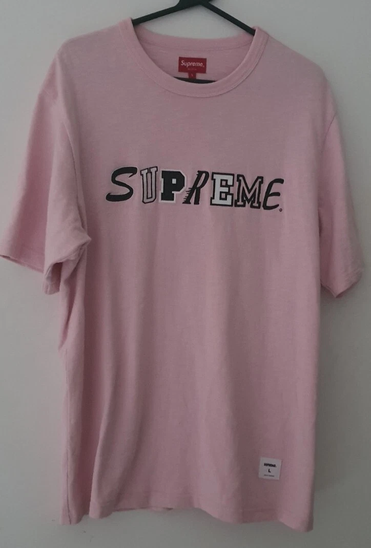 T Shirt Supreme Collage S/S SS21 Taille L Rose Porté 1x