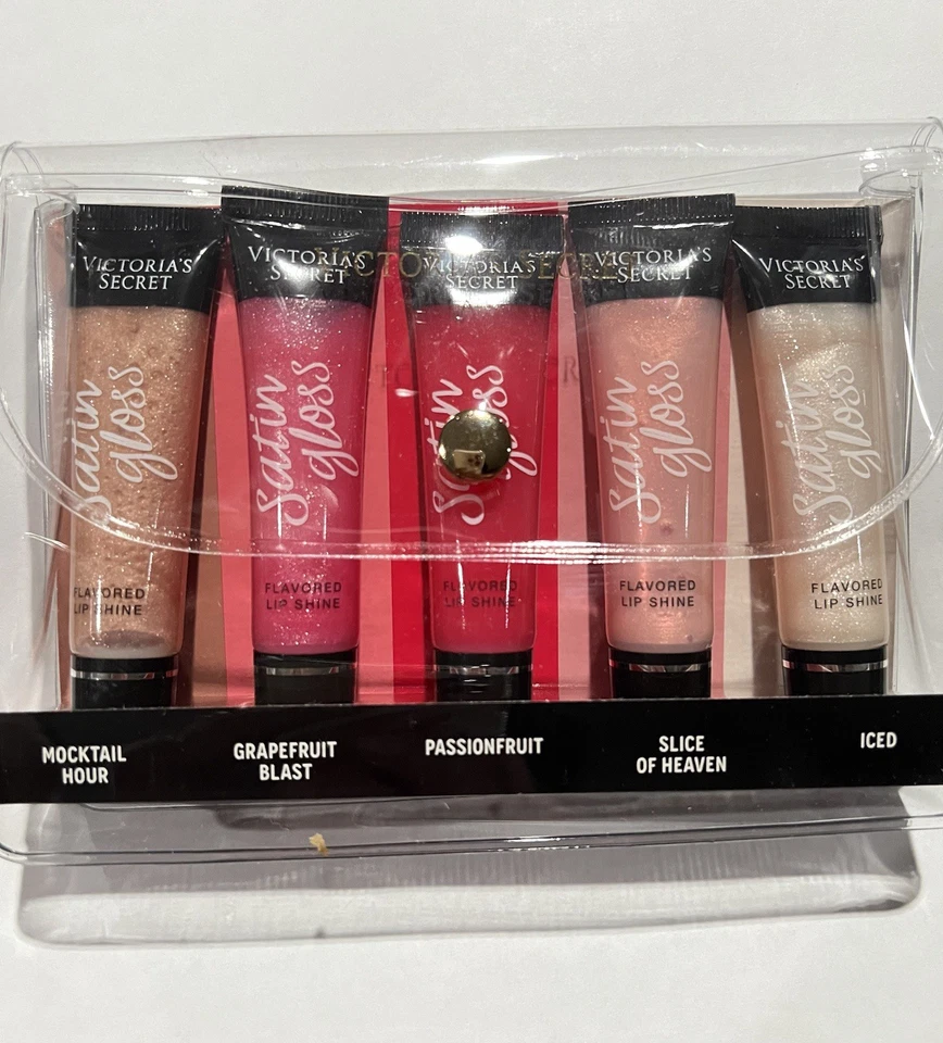 Victoria's Secret 5 Pc Satin Gloss Flavored Lip Shine Gift Set 0.46 oz, Rare New - Image 3 of 3