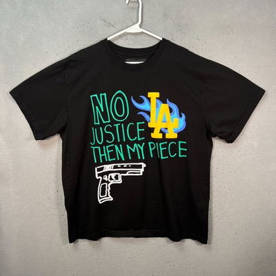 #ad #ad HommeFemme Mens Size XXXL Graphic Tee Shirt Black No Justice No Peace Flame LA $19.99
