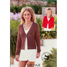 7085 Sirdar Childrens and Ladies Cardigan - Double Knit DK
