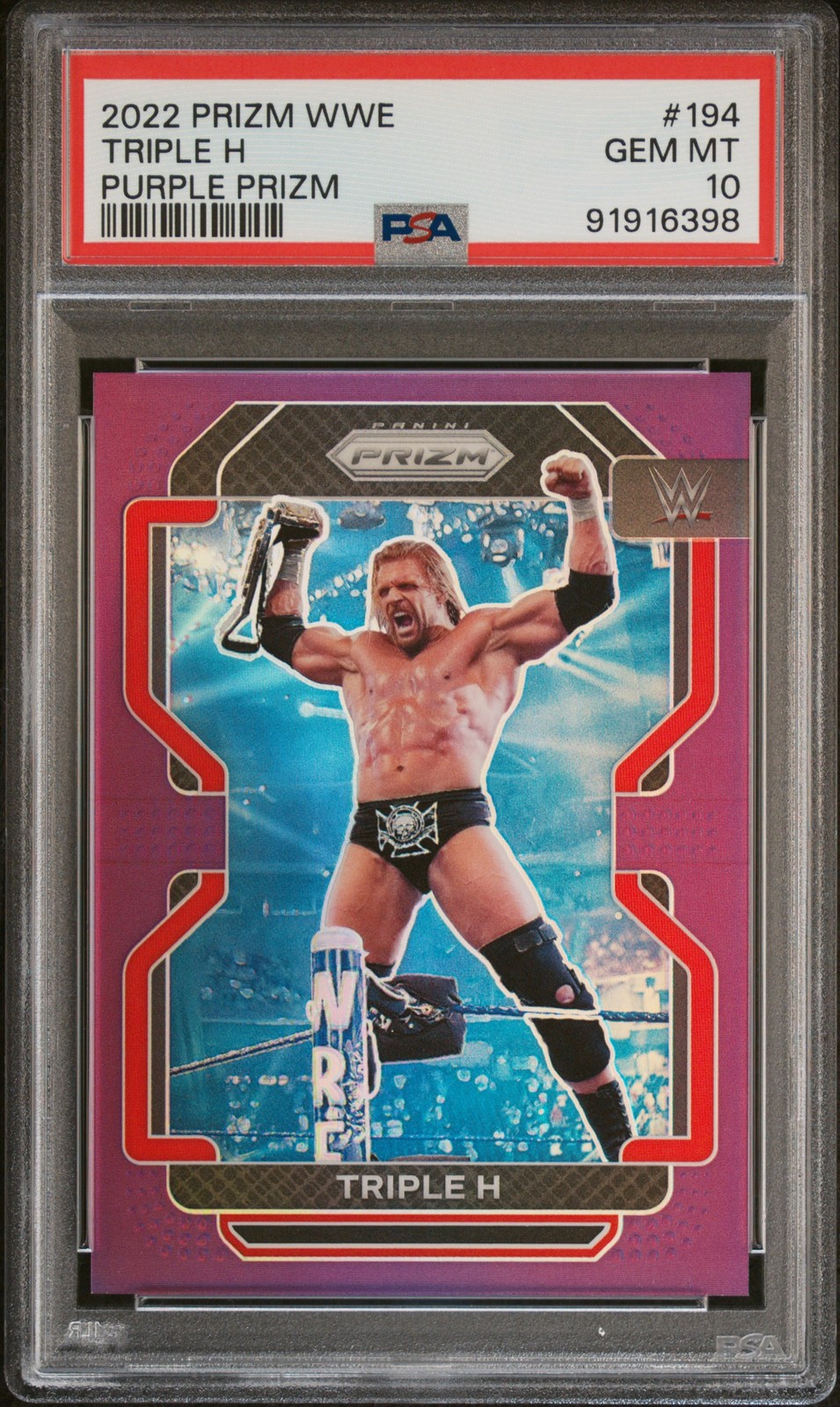 2022 PANINI PRIZM WWE PURPLE PRIZM #194 TRIPLE H 105/149 PSA 10
