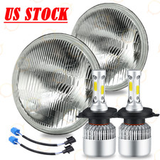Pair 7 Inch Round Led Headlights Hi-low H4 Bulb For Jeep Wrangler Jk Lj Tj Cj