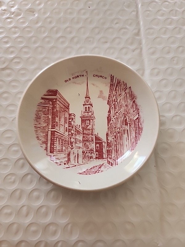 USA10🇺🇸  Old North Church Boston Butter Pat, Staffordshireware, JonRoth, Eng.
