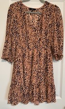 Lulu’s Parkside Mauve Multi Print Half-Sleeve V-Neck Mini Dress Size Medium