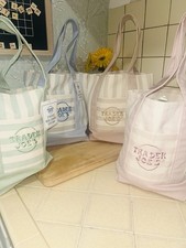 trader joes mini pastel canvas tote bag set o...