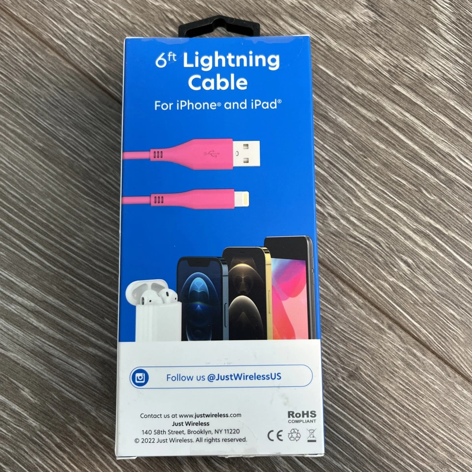 Just Wireless 6ft iPhone connector to USB-A PVC Cable for iPhone/iPad Light Pink - Image 3 of 4