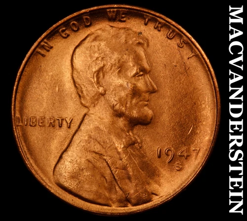 1947-S Lincoln Wheat Cent- Choice Gem Brilliant Unc Luster No Reserve #J940