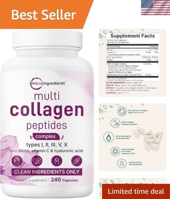 Multi Collagen Capsules   240 Count, Hydration & Youthful Skin Support