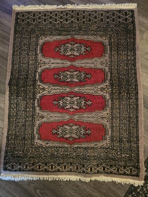 Vintage 100% Pure Wool Face Pakistan Prayer Rug  3  Long X 1  Wide X 3/8  Thick
