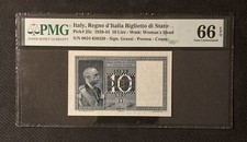 Italy   10 Lire   Pick# 25c   1939-44 PMG 66 Gem Unc. EPQ