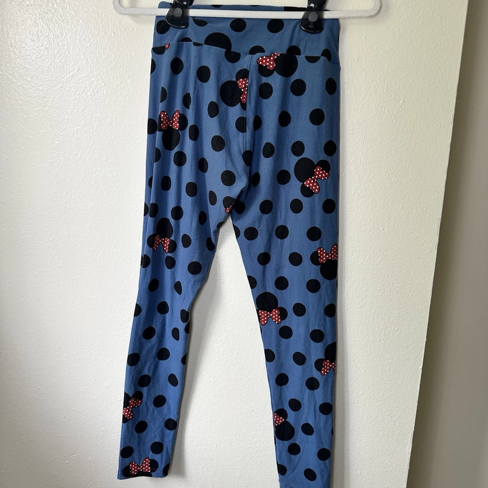 Lularoe Disney Minnie Mouse Leggings Azul Negro Lunares Rojo Blanco Arcos OS Talla Única Foto 3 de 4