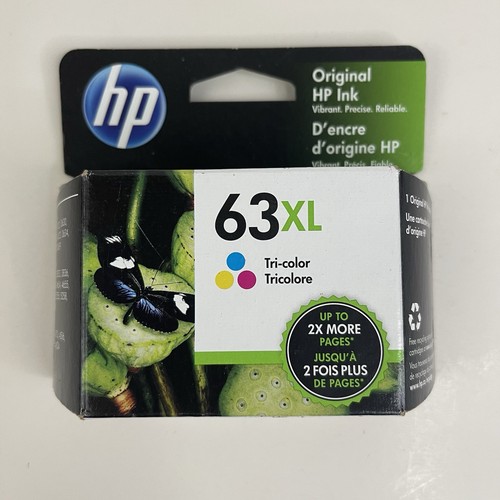Trójkolorowy wkład atramentowy HP 63XL OEM uszczelniony exp 05/2022