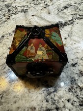 Reverse-Painted Ox Horn Wood Box- Hwagak Haem Vintage Korean Ox Horn Box