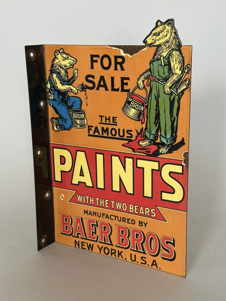 Antigua porcelana doble cara Baer Bros. Pintura Nueva York. Color naranja súper bonito Foto 2 de 2