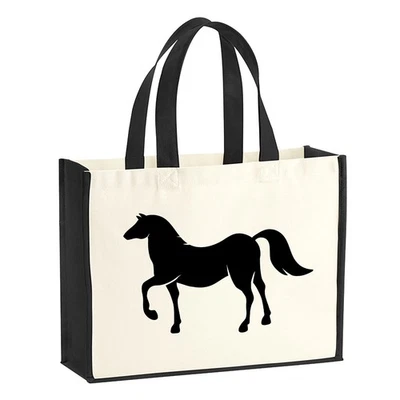 HELLWEG DRUCKEREI Jutetasche Pferd Silhouette Geschenkidee Pferd Geschenk Präsent Mitbringsel Souv