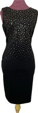 Calvin Klein Woman Sheath Dress Black Gold Stud Embellished Sleeveless Size 14