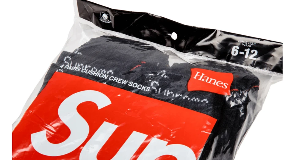 Calcetines Supreme Hanes Crew - Pack de 4 negros, talla 6-12 Foto 4 de 4
