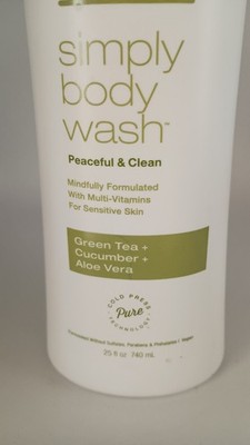 Raw Sugar Simply Body Wash Peaceful &Clean Green Tea Cucumber Aloe Vera 25oz .