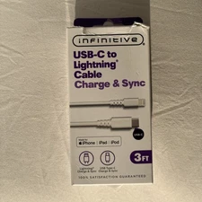 Infinitive Durable 3 Ft. USB C to 8 Pin Connector Cable Charge & Sync for Apple