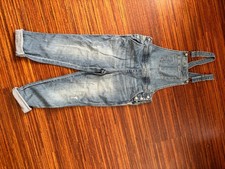 Cat  Jack XL 14 Straight Overall overalls Kids Blue Denim Distressed Stretch