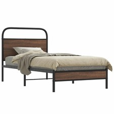 WALPLUS Brown Oak Bed Frame 90x200cm Small Double Engineered Wood Bedroom Bed