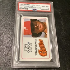 Steve Carlton 1981 PSA 8 Perma-Graphics Topps Credit Card NM-Mint HOF Phillies