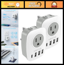 US to UK Travel Plug Adapter 2 Pack - Type G Power Adapter, 6-in-1 with 2 Outlet