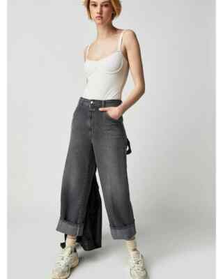 Closed x Free People Neige Cropped Carpenter Jeans Grau Größe 28 UVP 330 $