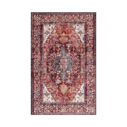 Boho Area Rug: 4x6 Low-Pile Distressed Rug - Vintage Rug for Living Room Kitc... - Picture 2 of 6