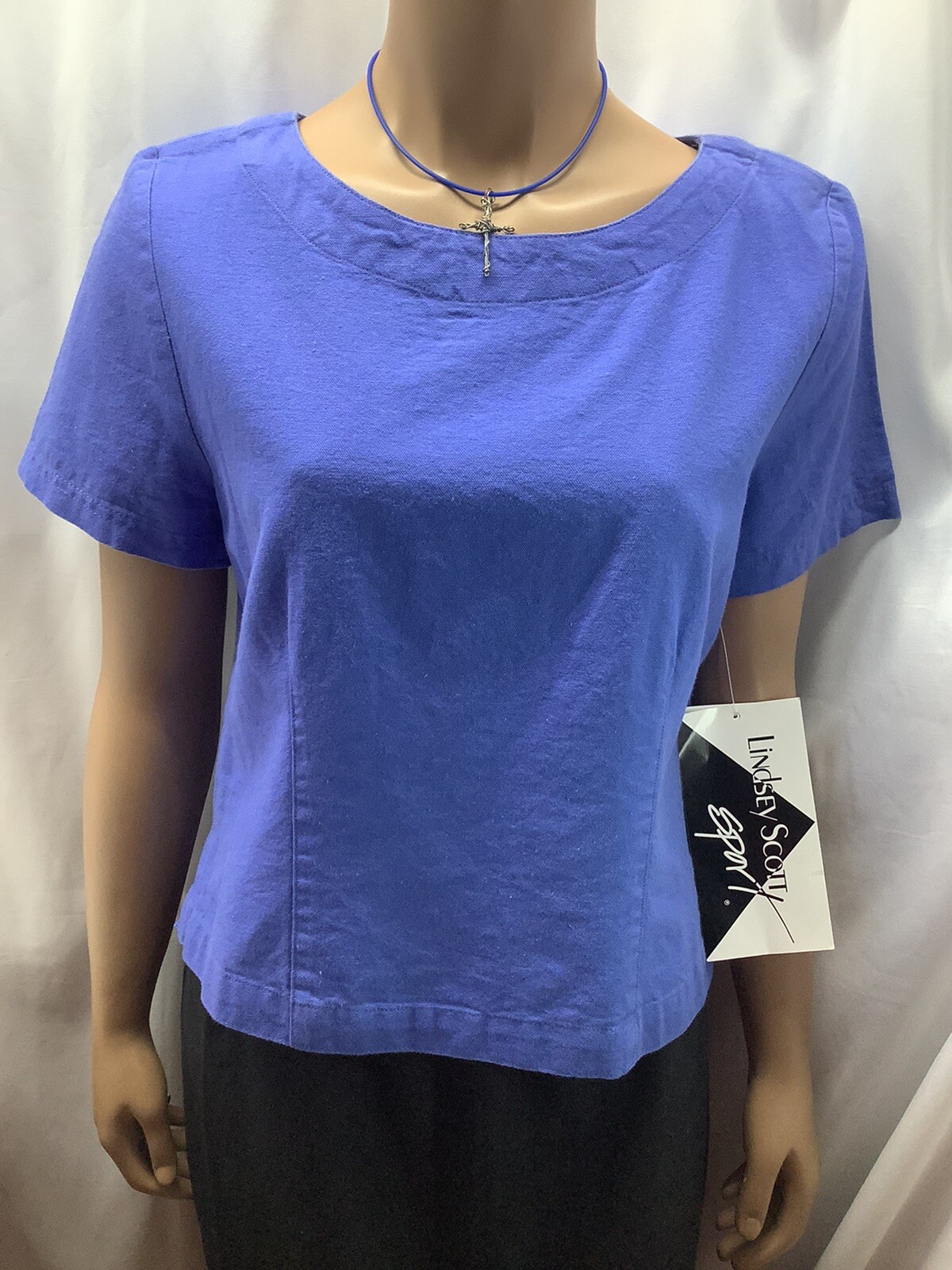 Lindsey Scott Shirt Womens Small Blue Top Button Back New MFC230308/TB1