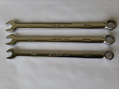 #ad Snap on Tools USA NEW 3pc Metric 7mm 9mm Flank Drive PLUS Combo Wrench Lot Set $149.95