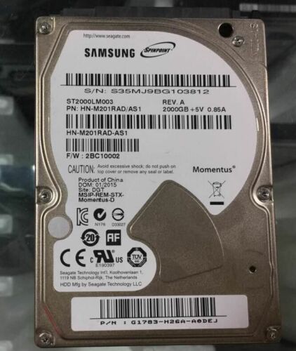 New Samsung Spinpoint HDD 2TB 2000GB PS3 PS4 ST2000LM003 SATA3 2.5" HARD DRIVE - Afbeelding 1 van 5